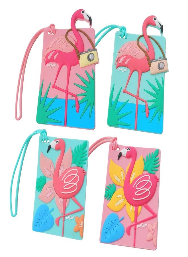 OVOV Traveler Luggage Tags Unique Cute Flamingo Luggage Tag Set of 4 - Image 1